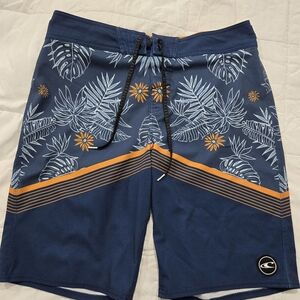 O'Neill Navy and Orange Floral Board Shorts